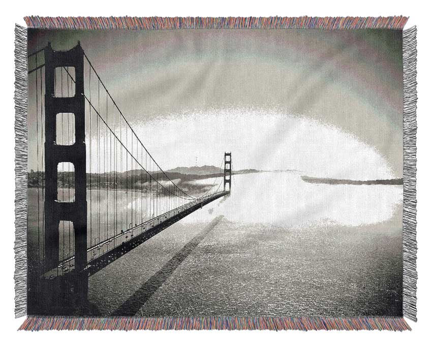 Golden Gate Bridge Black And White Woven Blanket