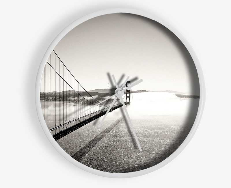 Golden Gate Bridge Black And White Clock - Wallart-Direct UK