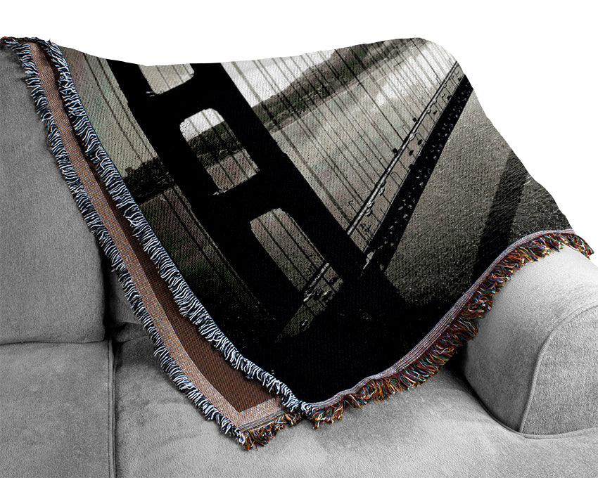 Golden Gate Bridge Black And White Woven Blanket