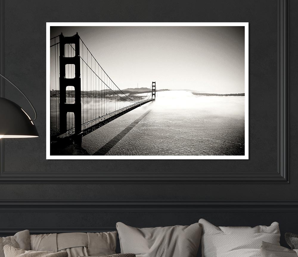 Golden Gate Bridge Black And White Print Poster Wall Art