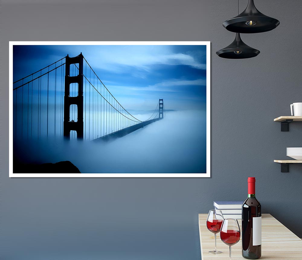 Golden Gate Bridge Fog Print Poster Wall Art