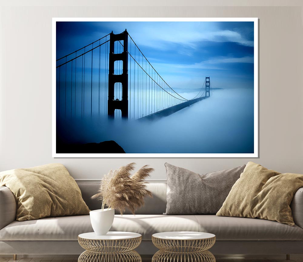 Golden Gate Bridge Fog Print Poster Wall Art