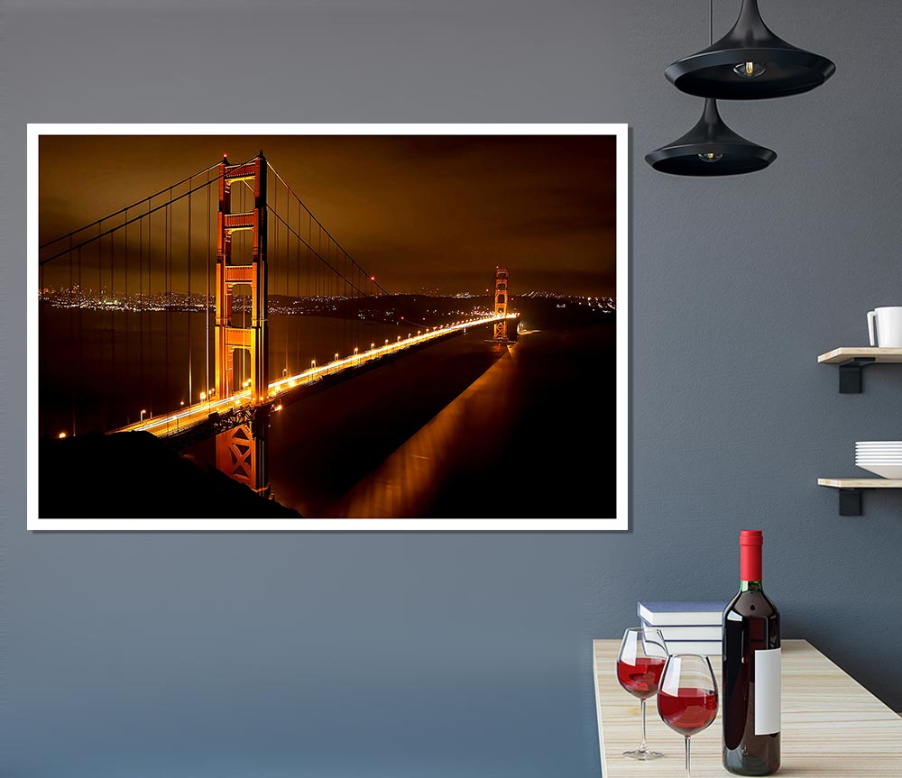 Golden Gate Bridge Nights Print Poster Wall Art