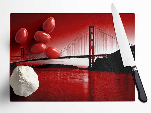 Golden Gate Bridge Red Glass Chopping Board