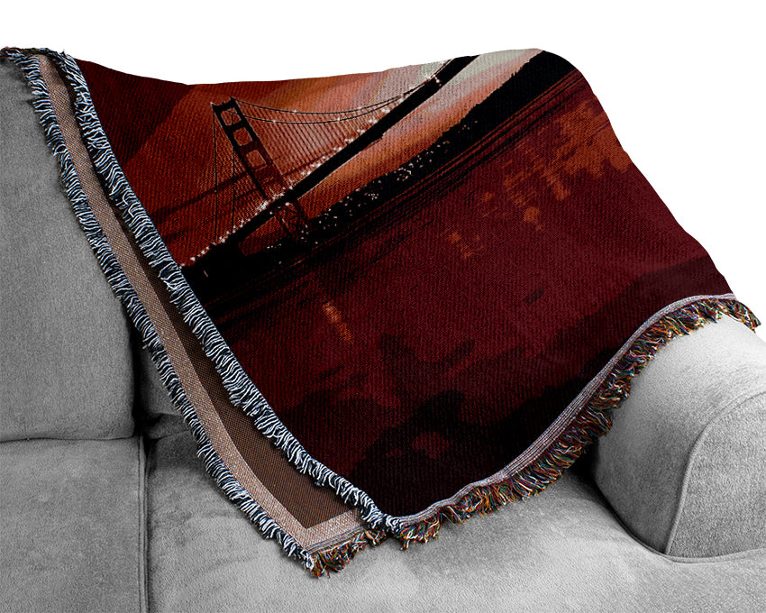 Golden Gate Bridge Red Woven Blanket