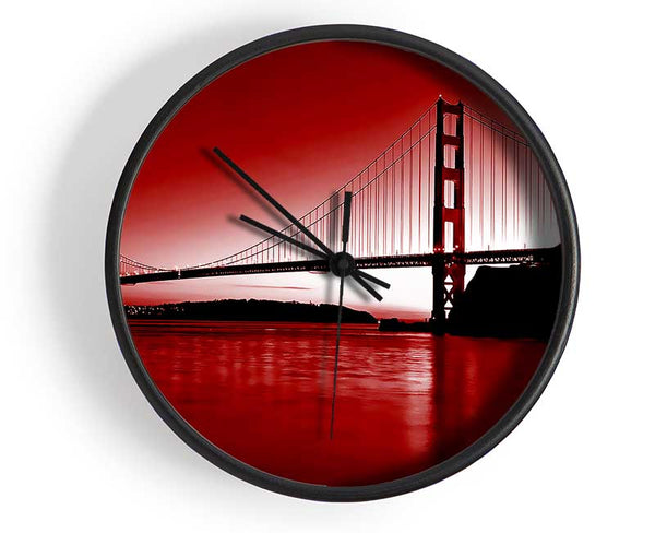 Golden Gate Bridge Red Clock - Wallart-Direct UK