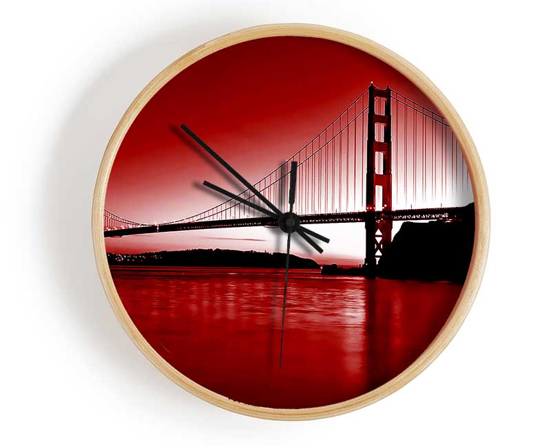 Golden Gate Bridge Red Clock - Wallart-Direct UK