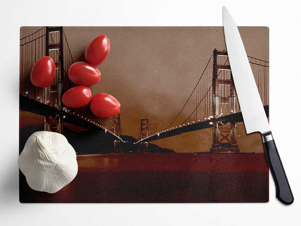 Golden Gate Bridge Twins Brown Glass Chopping Board