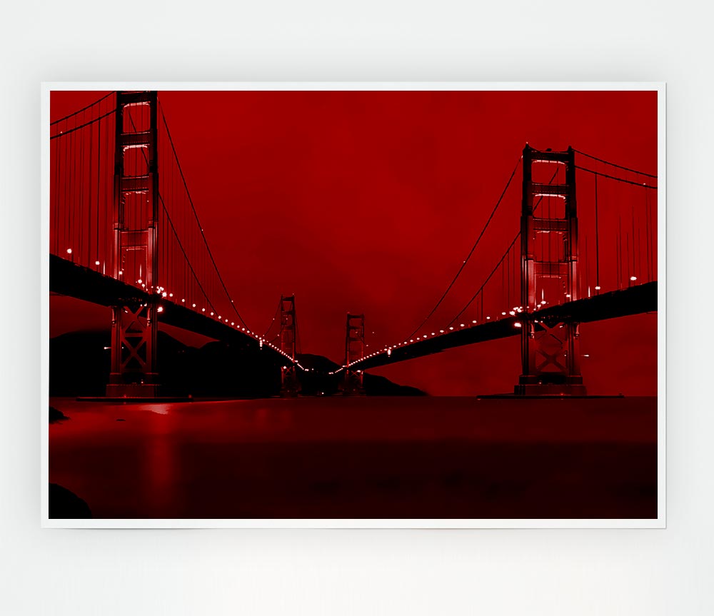 Golden Gate Bridge Twins Red Print Poster Wall Art