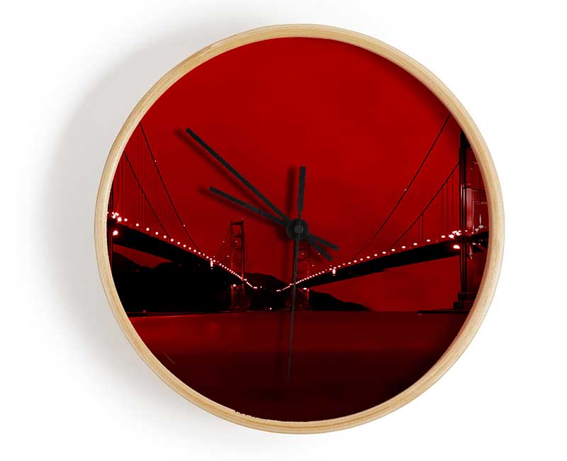 Golden Gate Bridge Twins Red Clock - Wallart-Direct UK