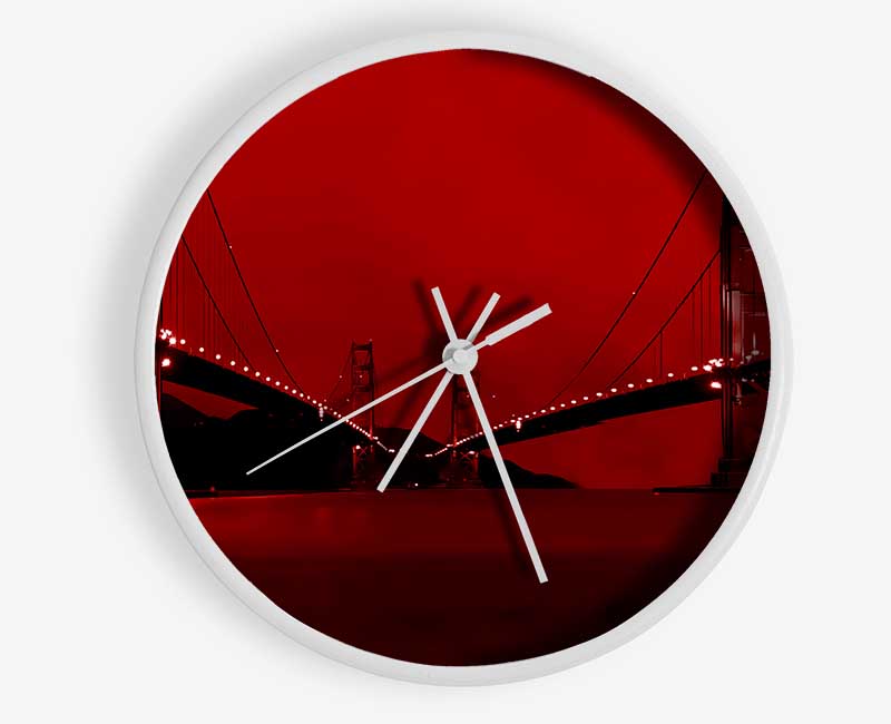 Golden Gate Bridge Twins Red Clock - Wallart-Direct UK