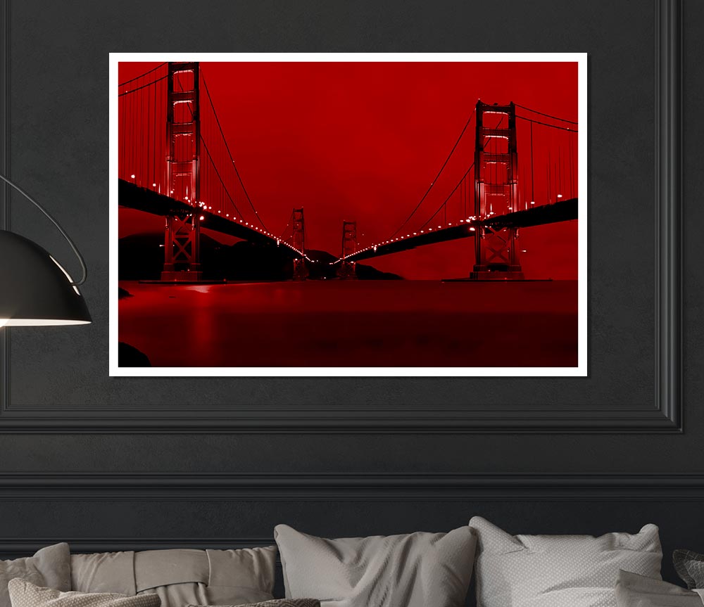 Golden Gate Bridge Twins Red Print Poster Wall Art