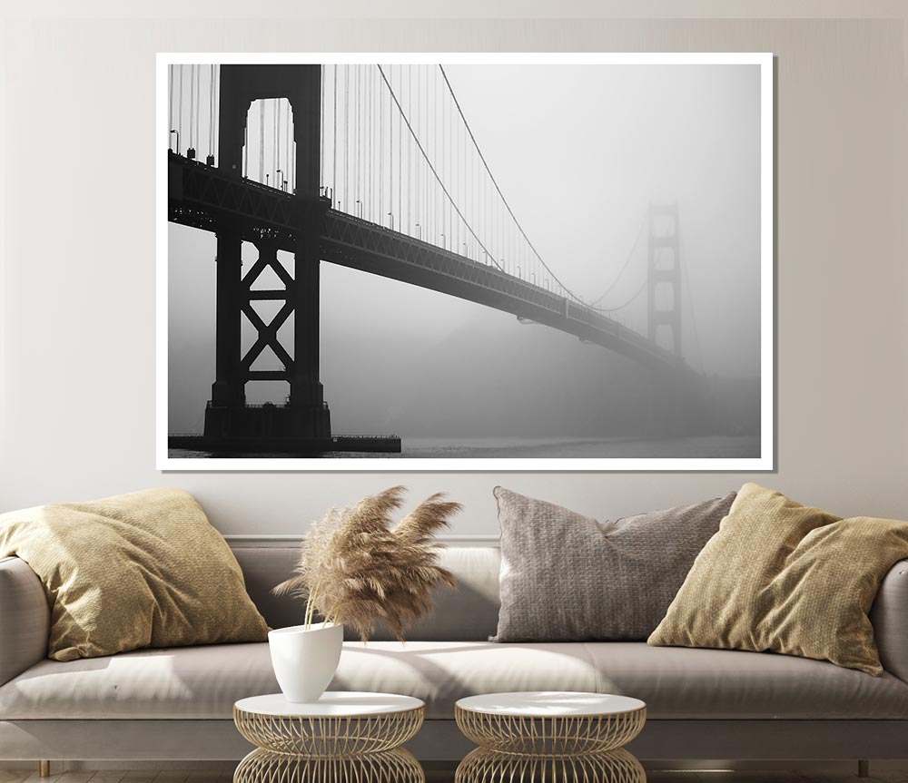 Golden Gate In Fog Print Poster Wall Art