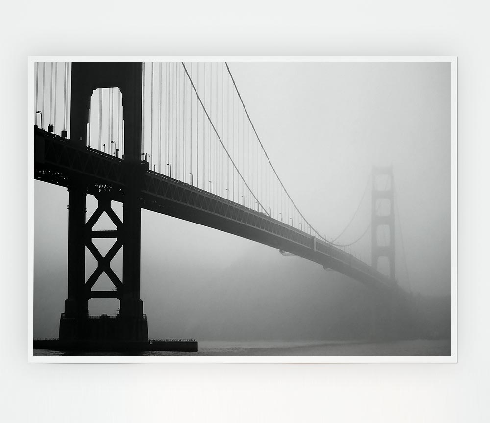 Golden Gate In Fog Print Poster Wall Art