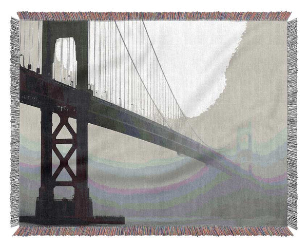 Golden Gate In Fog Woven Blanket