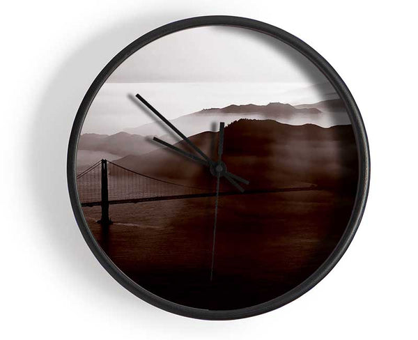 Goldon Gate Bridge Misty Morning Brown Clock - Wallart-Direct UK