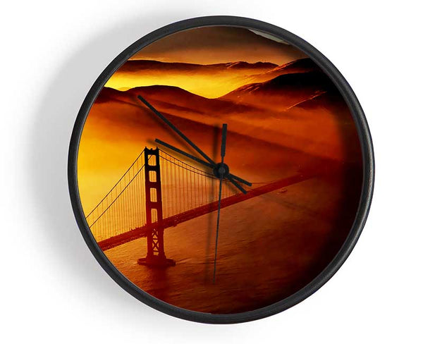 Goldon Gate Bridge Sunshine Mist Morning Clock - Wallart-Direct UK