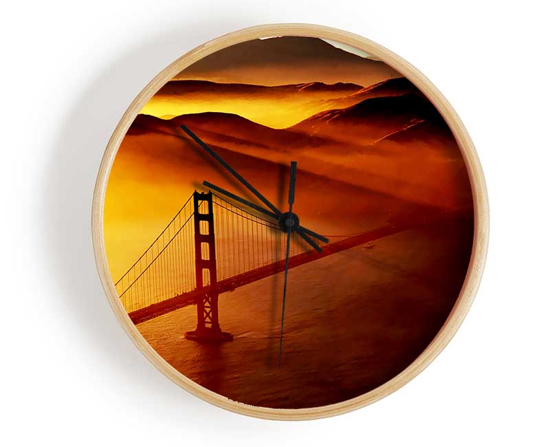 Goldon Gate Bridge Sunshine Mist Morning Clock - Wallart-Direct UK