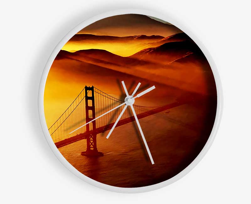 Goldon Gate Bridge Sunshine Mist Morning Clock - Wallart-Direct UK