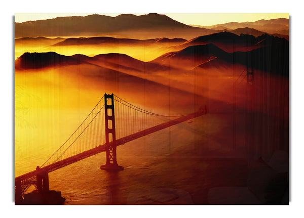 Goldon Gate Bridge Sunshine Mist Morning