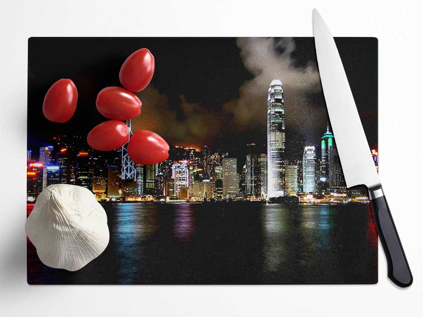 Hong Kong Cloudy Nights Glass Chopping Board