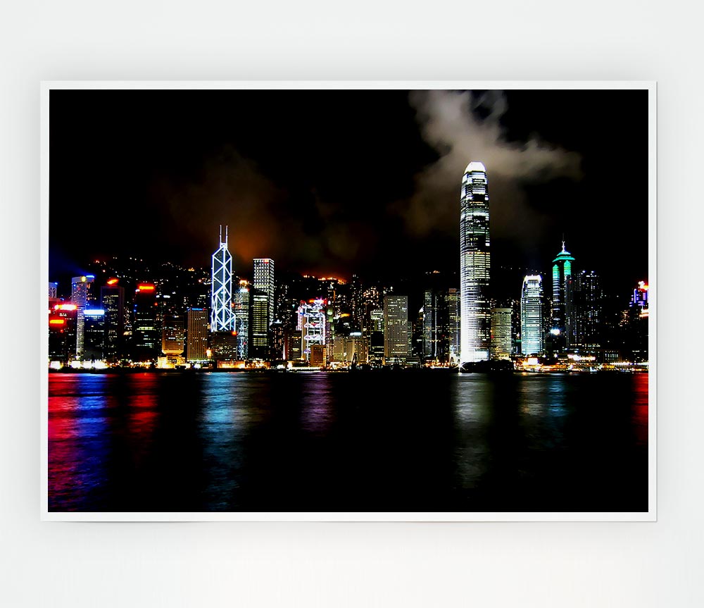 Hong Kong Cloudy Nights Print Poster Wall Art