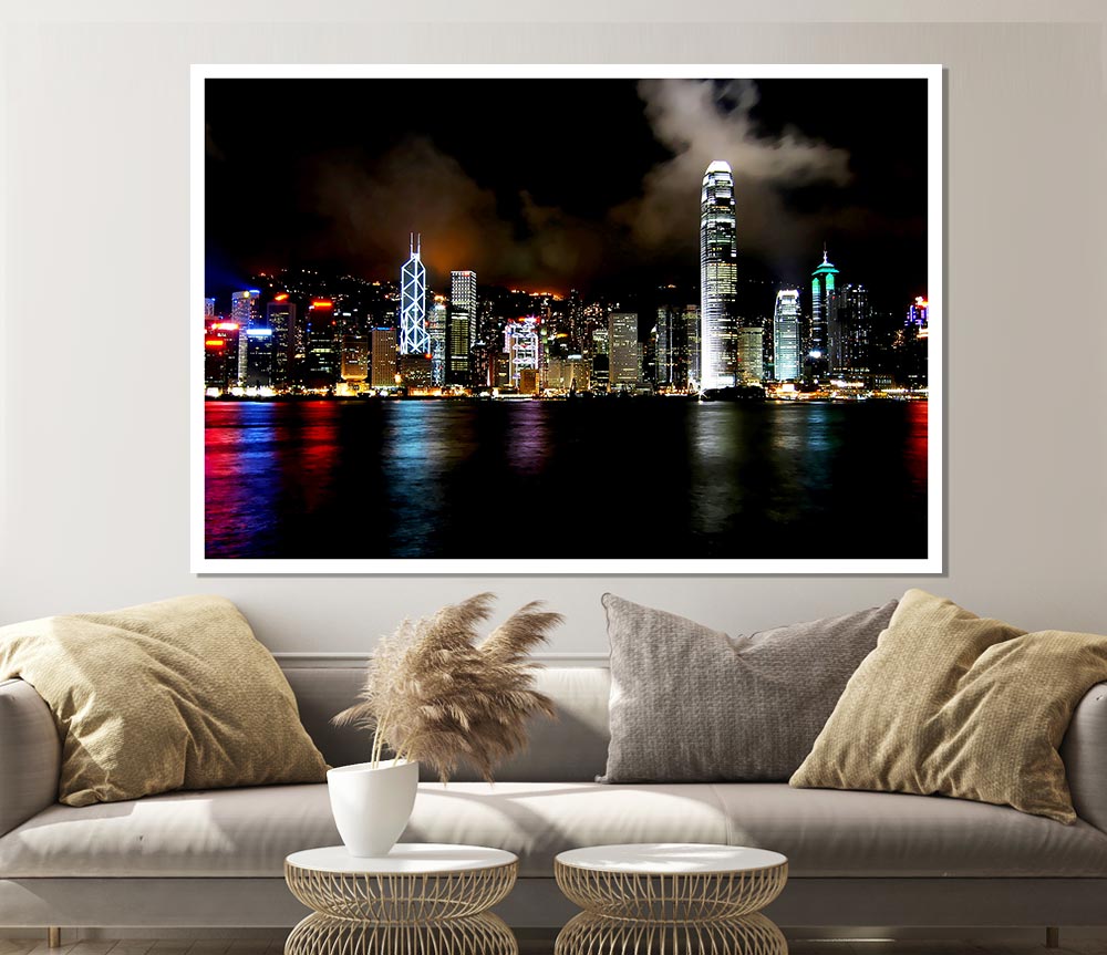 Hong Kong Cloudy Nights Print Poster Wall Art