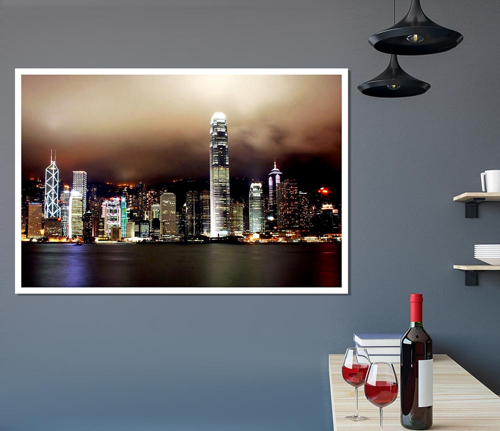 Hong Kong Harbour Brown Print Poster Wall Art