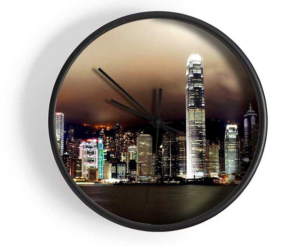 Hong Kong Harbour Brown Clock - Wallart-Direct UK