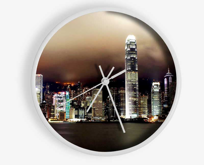 Hong Kong Harbour Brown Clock - Wallart-Direct UK