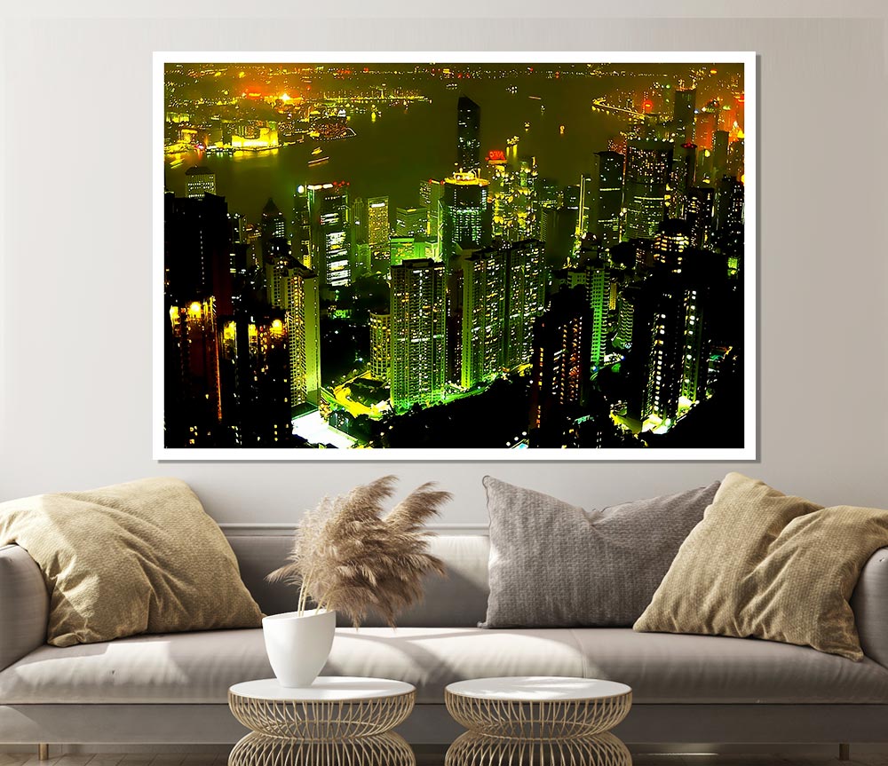 Hong Kong Bay Green Print Poster Wall Art