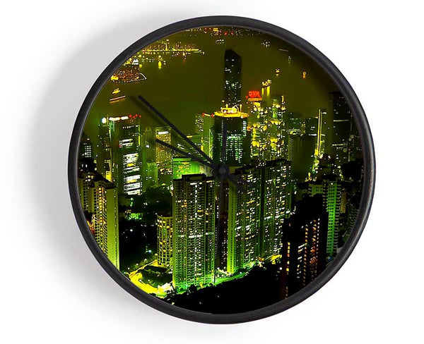 Hong Kong Bay Green Clock - Wallart-Direct UK