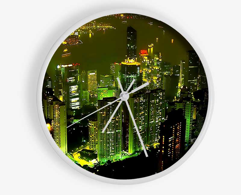 Hong Kong Bay Green Clock - Wallart-Direct UK