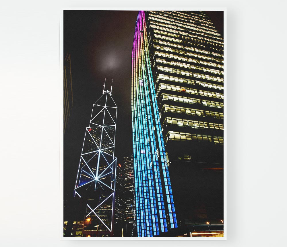 Hong Kong Buildings Print Poster Wall Art