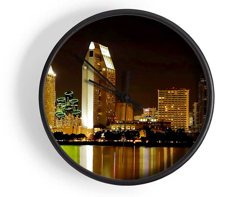 Hong Kong Golden Lights Clock - Wallart-Direct UK