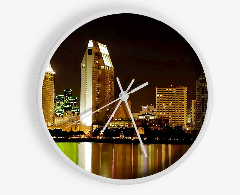 Hong Kong Golden Lights Clock - Wallart-Direct UK