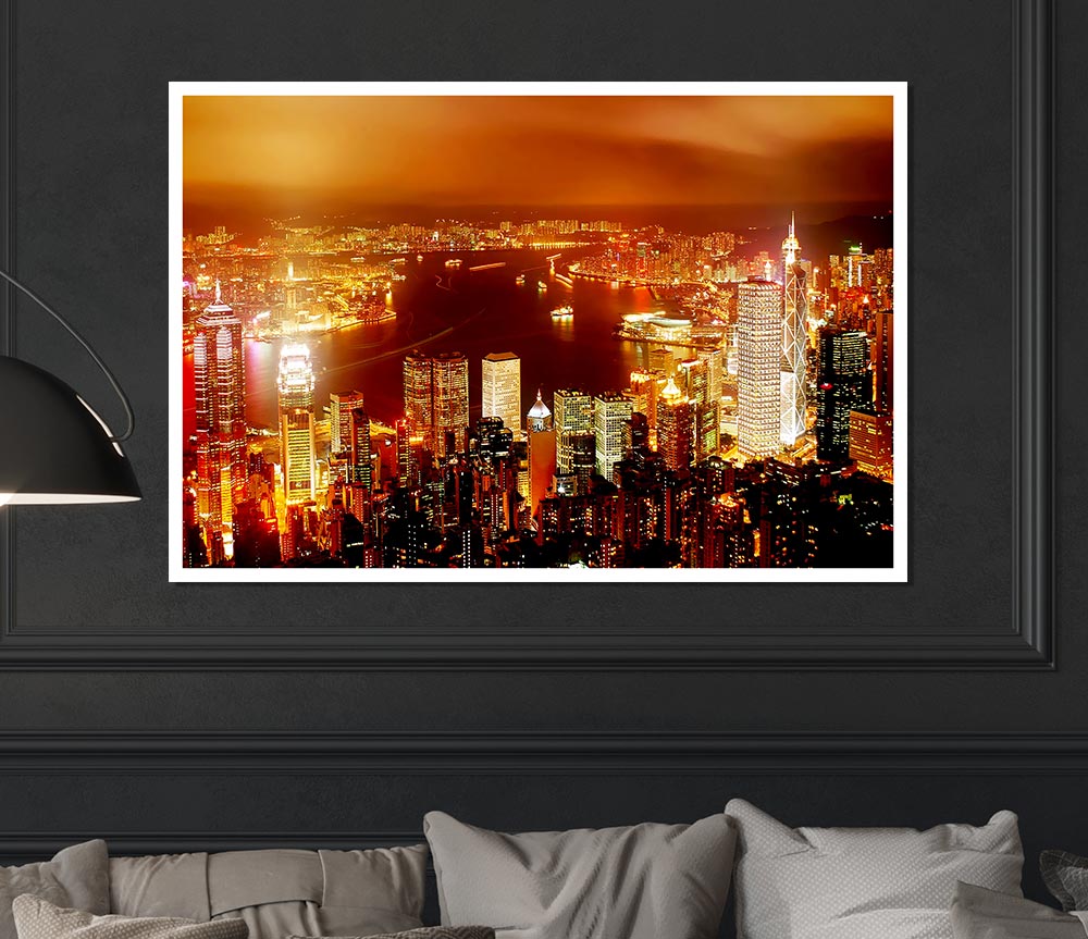 Hong Kong Harbour Nights Print Poster Wall Art