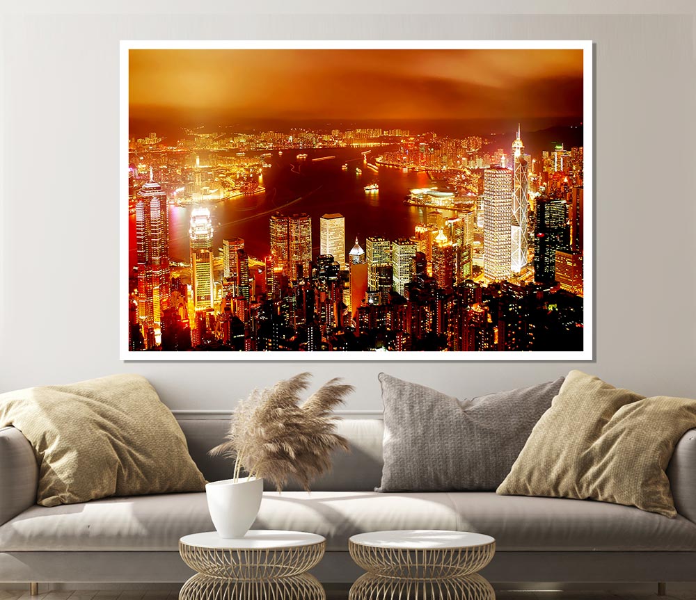 Hong Kong Harbour Nights Print Poster Wall Art