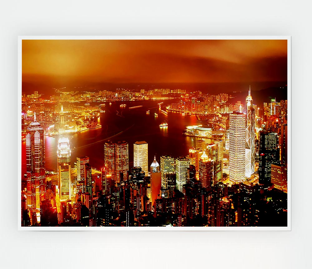 Hong Kong Harbour Nights Print Poster Wall Art