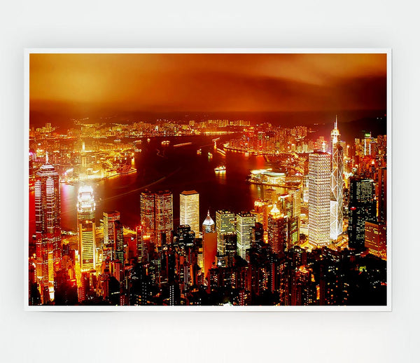 Hong Kong Harbour Nights Print Poster Wall Art