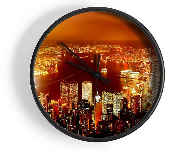 Hong Kong Harbour Nights Clock - Wallart-Direct UK