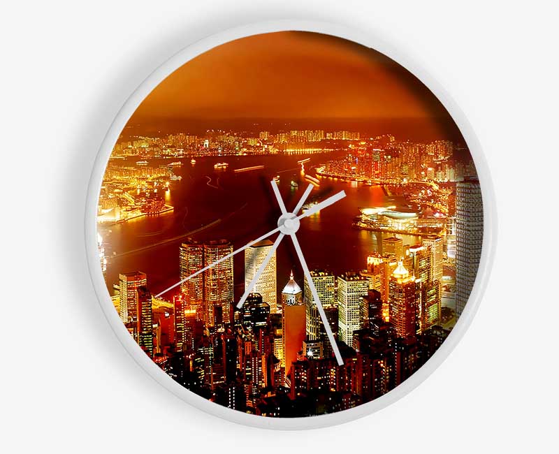 Hong Kong Harbour Nights Clock - Wallart-Direct UK