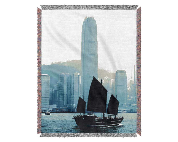 Hong Kong Harbour Morning Mist Woven Blanket