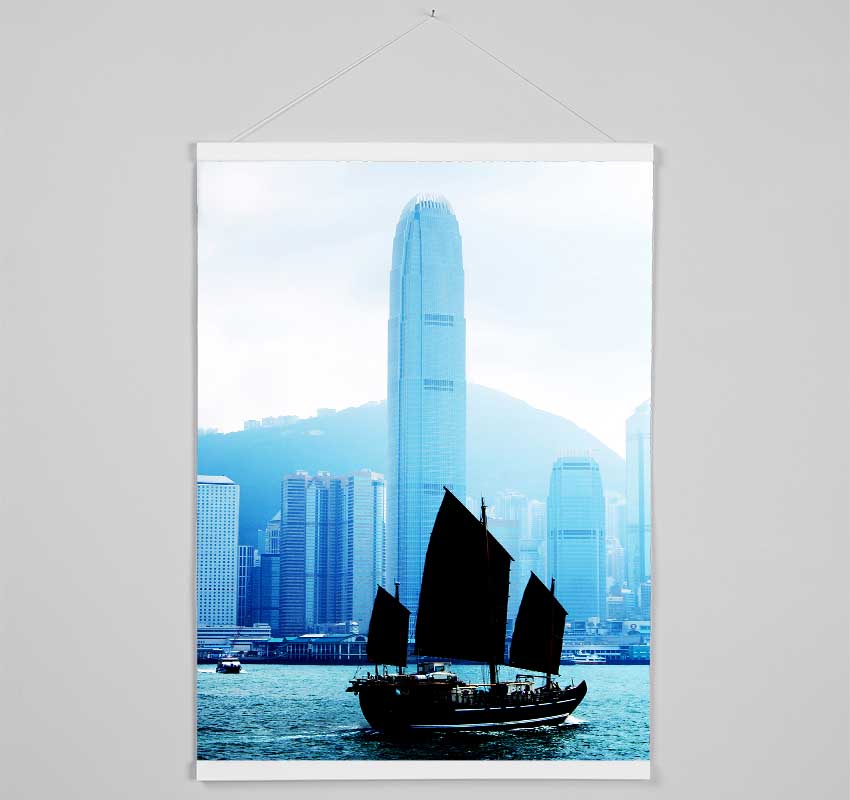 Hong Kong Harbour Morning Mist Hanging Poster - Wallart-Direct UK