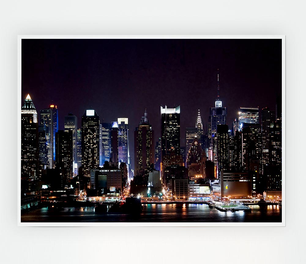 Hong Kong Night Glow Print Poster Wall Art