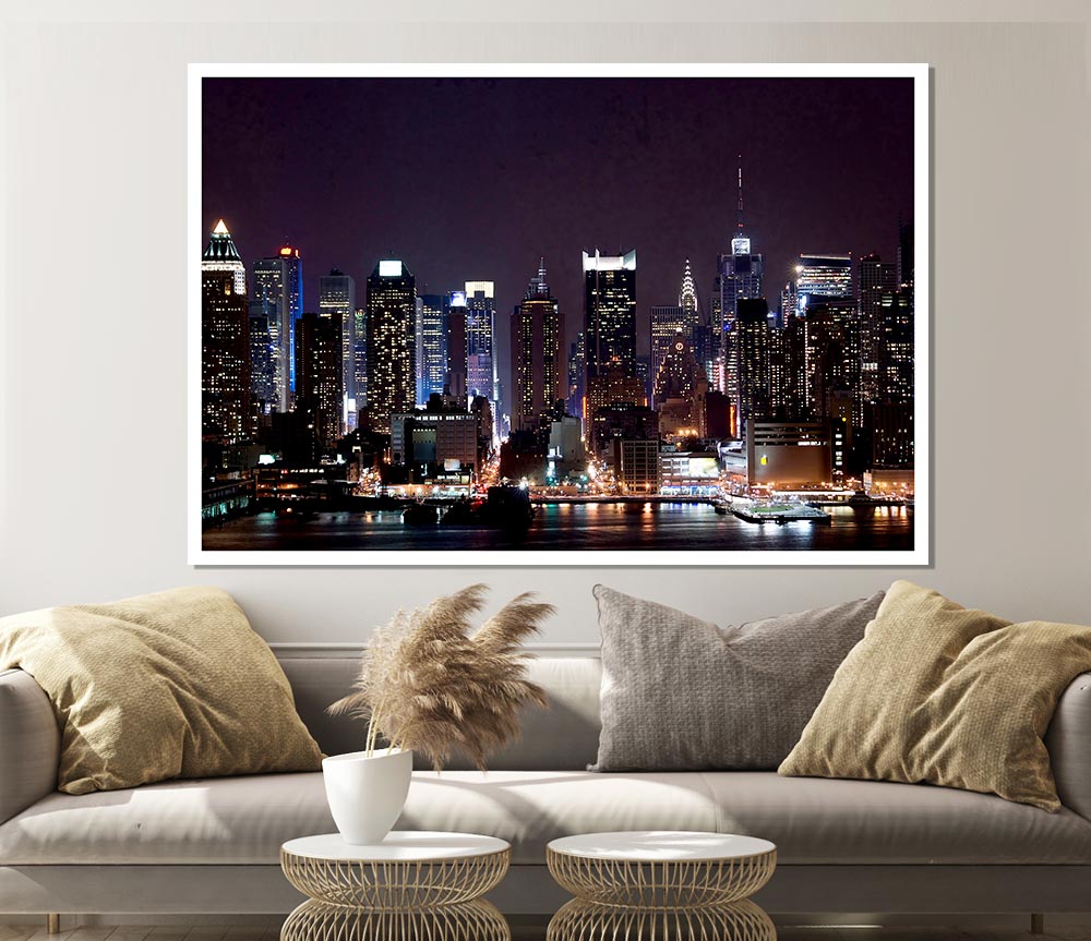 Hong Kong Night Glow Print Poster Wall Art