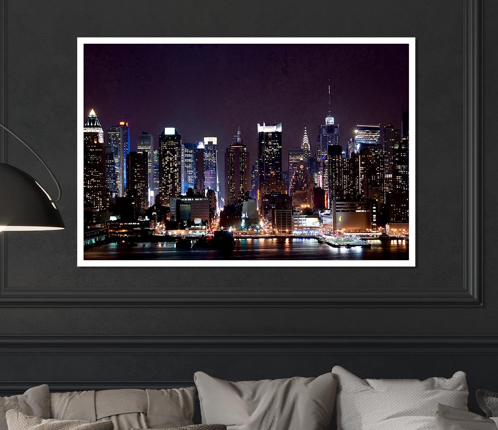 Hong Kong Night Glow Print Poster Wall Art