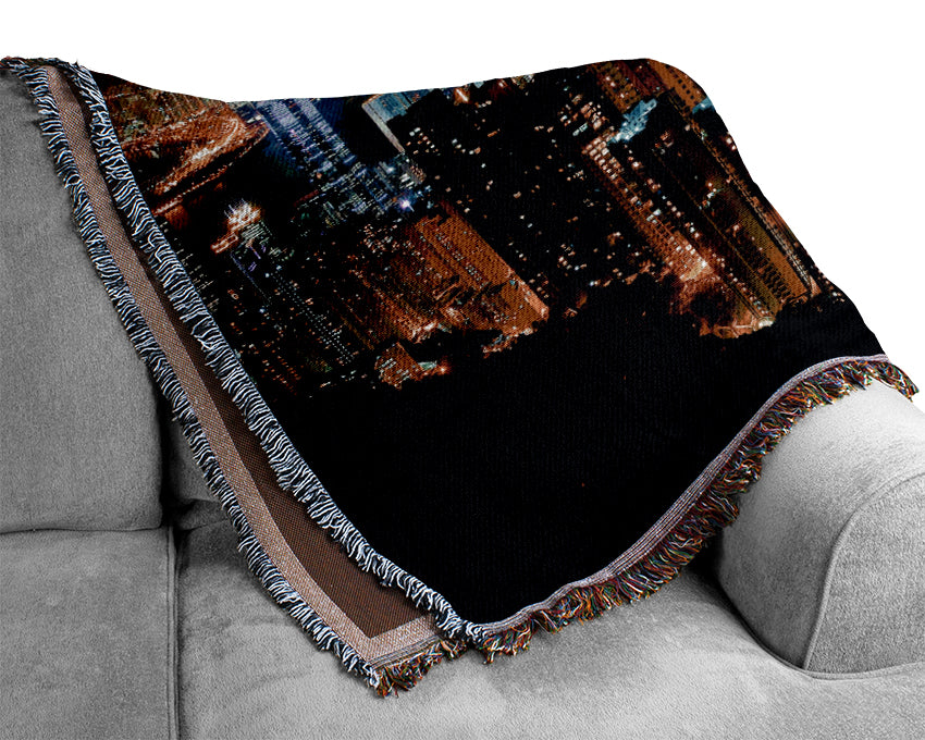 Hong Kong Night Light Woven Blanket