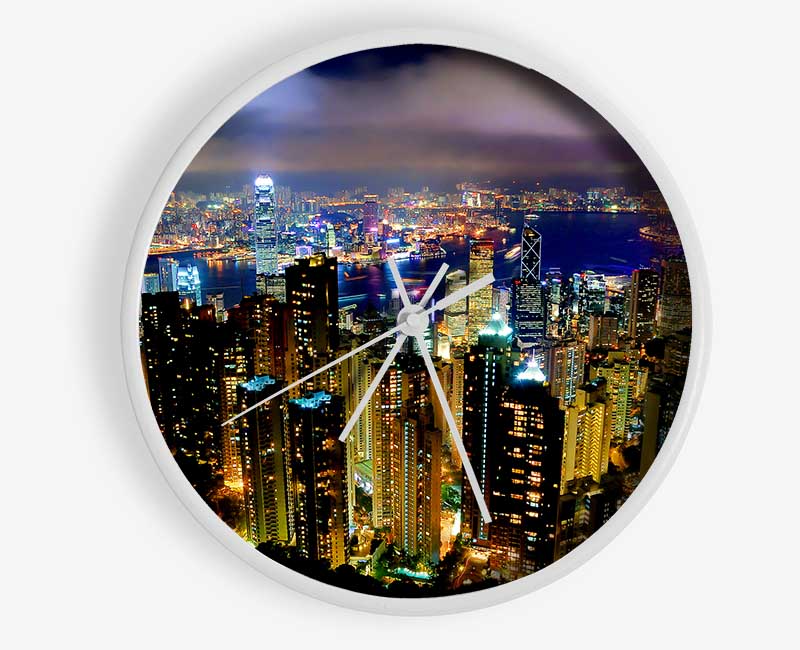 Hong Kong Night Light Clock - Wallart-Direct UK