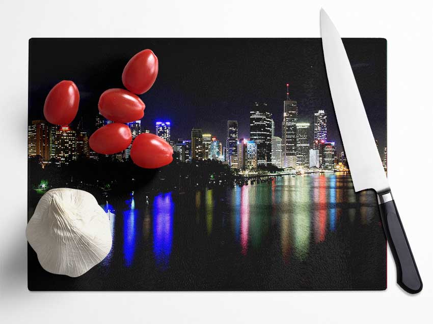 Hong Kong Rainbow Light Reflections Glass Chopping Board